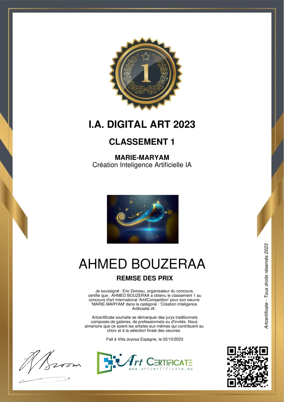 Certificat digital art